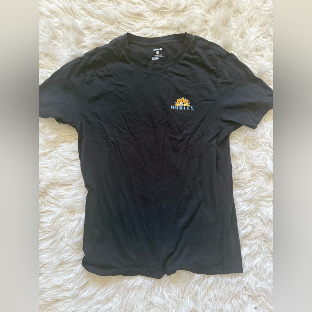 Hurley Black Tee with Colorful Logo large
